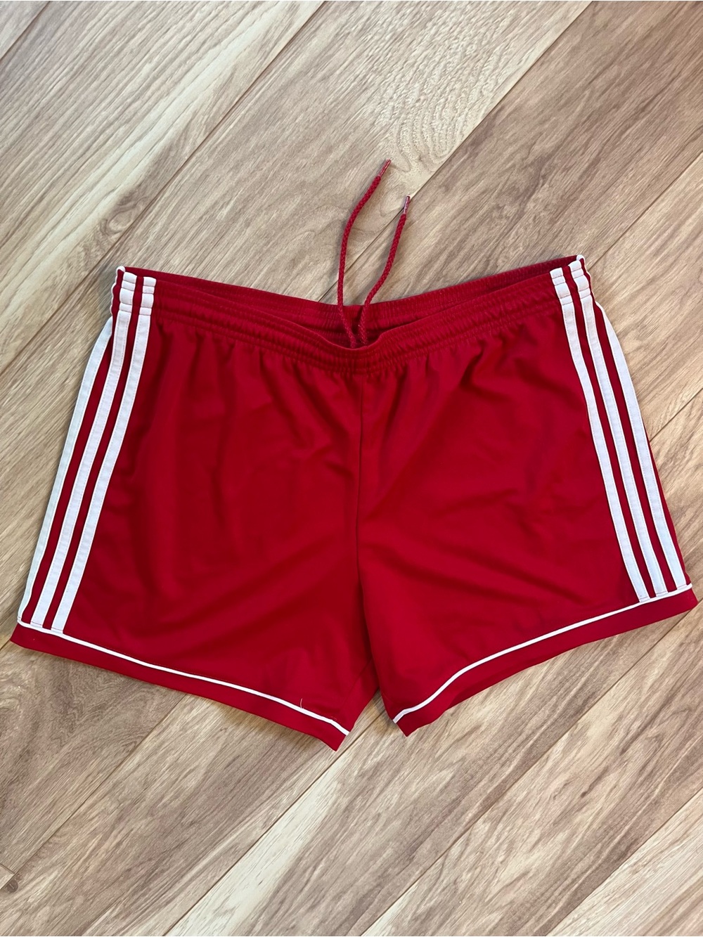 Classic red Adidas short shorts
